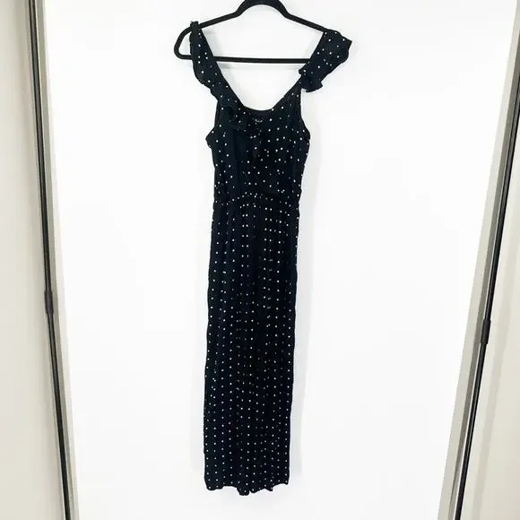 Madewell Ruffle-Front Wrap Jumpsuit in Grid Dot - Picture 2 of 9